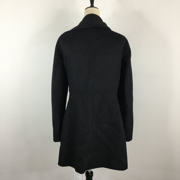 T TAHARI Black Hand Made Wool Blend Large Lapel/Collar Open Front Coat Jacket - Picture 8 of 10